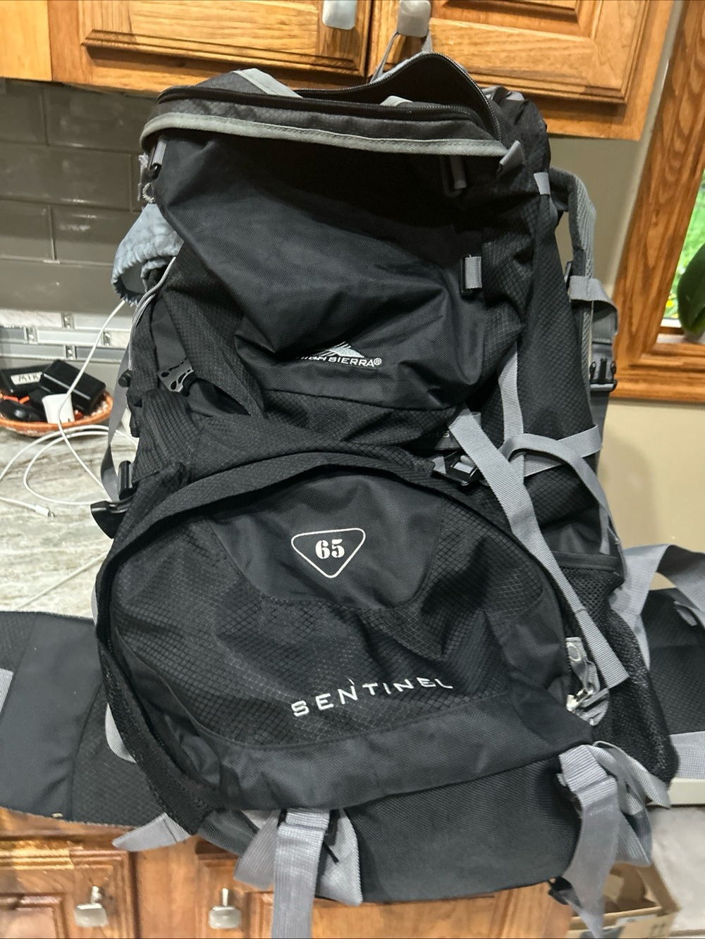 High Sierra Sentinel 65L Hiking Backpack Waterproof Nylon Hip Belt Ergo Fit.